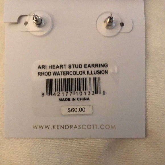 Kendra Scott Ari Rhodium Plated Watercolor Illusion Heart Stud Earrings NWT - Picture 13 of 14
